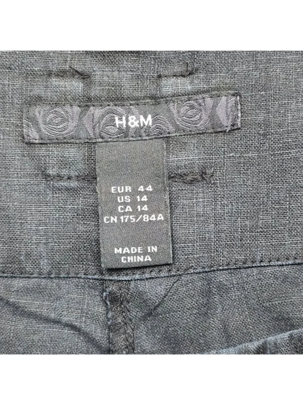 H&M Size 14 Womens Wide Leg Pants Black 100% Linen Casual Lightweight